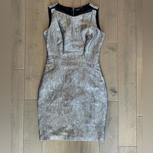 Elie Tahari crushed metallic sheath cocktail dress